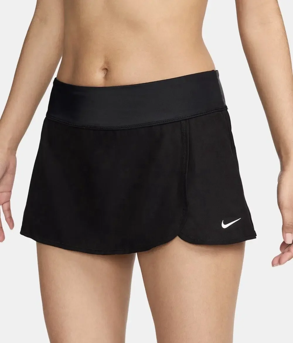 Nike Women’s Swim Skort Black Size L Athletic Swim Skirt Built-In Brief NWT